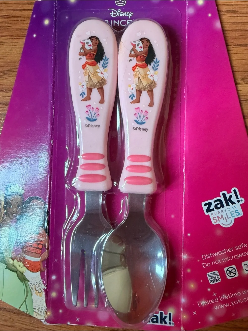 Disney Princess Moana Utensil Set - Pink Fork & Spoon New